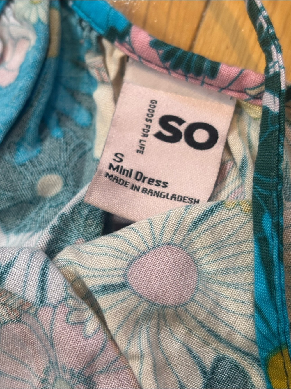 SO Halter Neck Swing Floral Mini Dress in Teal, Pink & White. - Picture 5 of 7